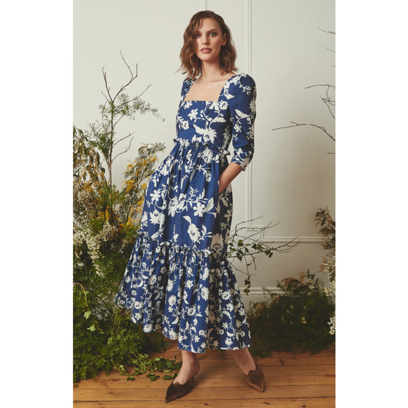 Cara Cara Dresses & Skirts - Cara Cara Blue Hill Midi Dress in Navy Fans NWT